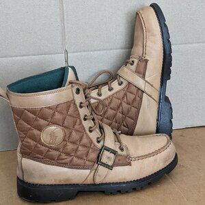 Polo Ralph Lauren Ranger Hi II Buckle Boots Leather Quilted Mens Size 7 Brown